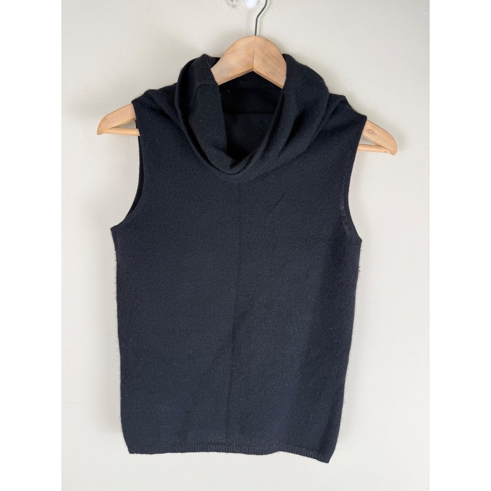 BEBE Black 100% Cashmere Sleeveless Turtleneck Shirt Women's Size Small